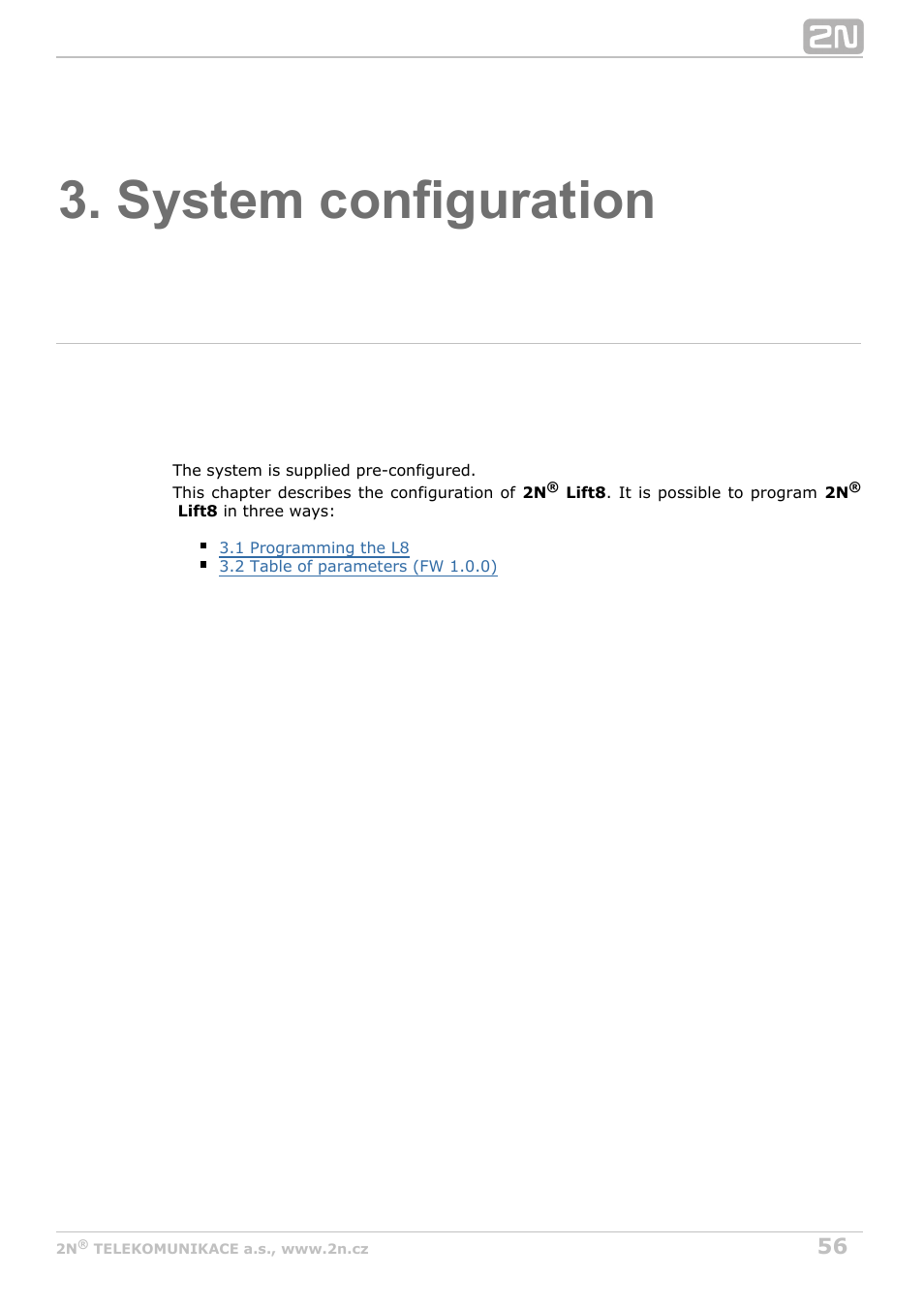 System configuration | 2N Lift8 v1.0 User Manual | Page 56 / 164