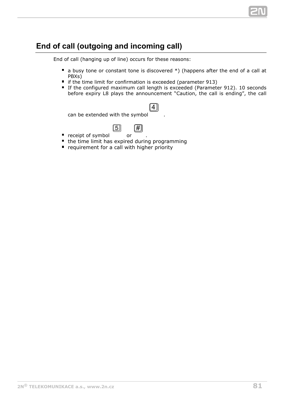 End of call (outgoing and incoming call) | 2N Lift8 v1.0 User Manual | Page 81 / 164