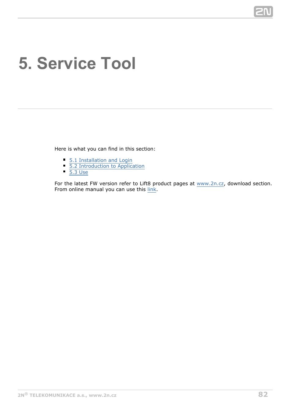 Service tool | 2N Lift8 v1.0 User Manual | Page 82 / 164