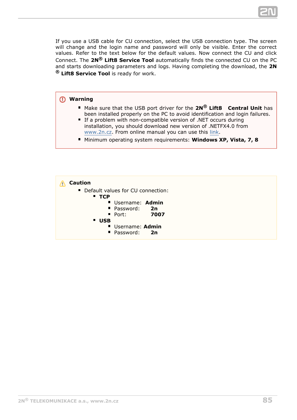 2N Lift8 v1.0 User Manual | Page 85 / 164