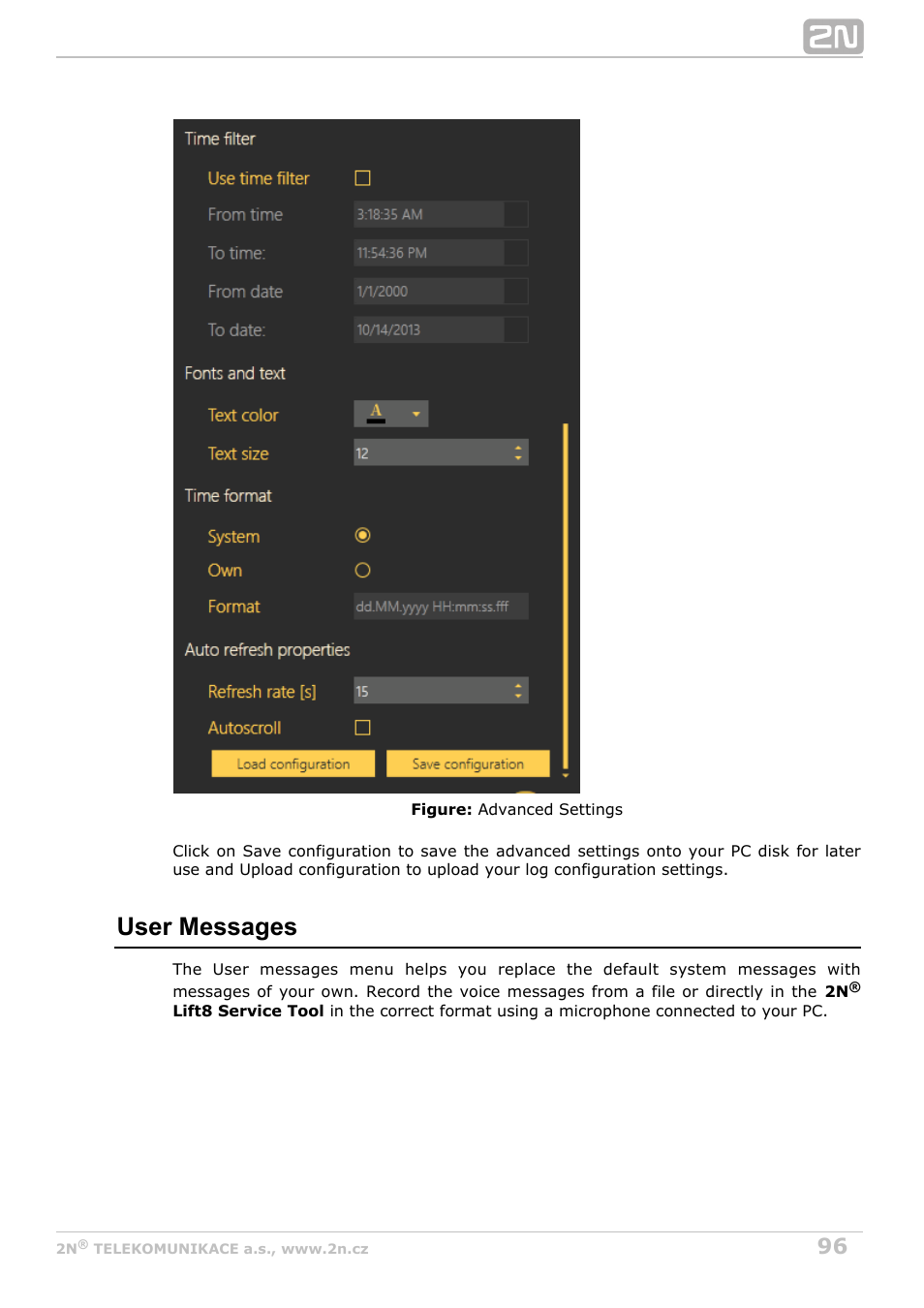 User messages | 2N Lift8 v1.0 User Manual | Page 96 / 164