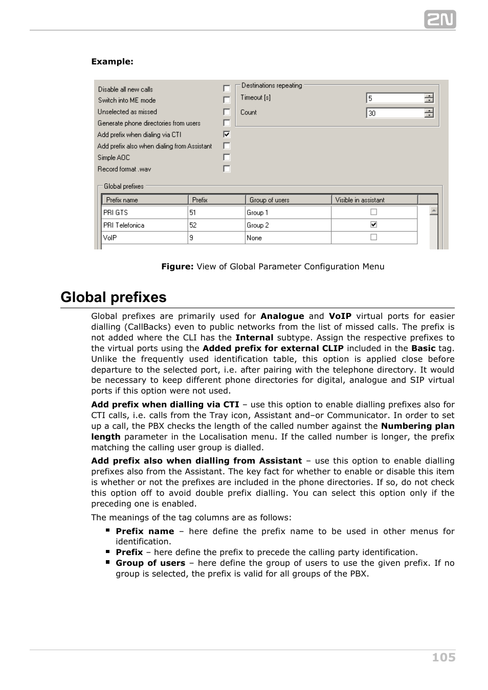 Global prefixes | 2N NetStar Admin manual User Manual | Page 105 / 282
