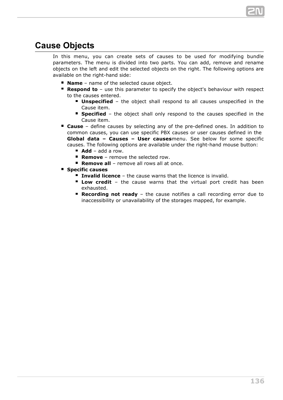 Cause objects | 2N NetStar Admin manual User Manual | Page 136 / 282