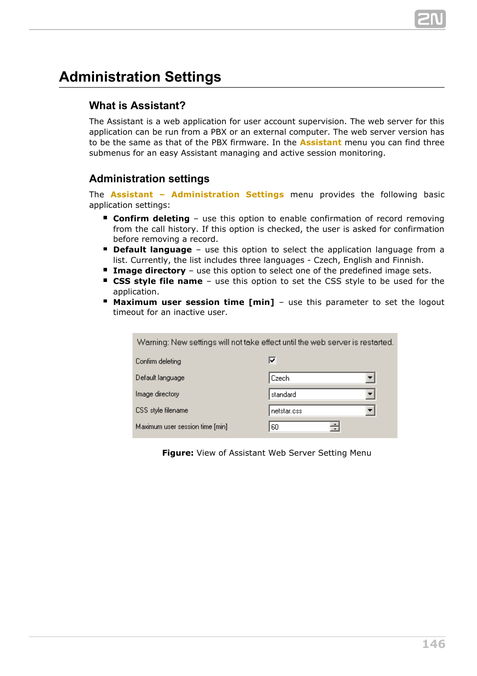 Administration settings | 2N NetStar Admin manual User Manual | Page 146 / 282