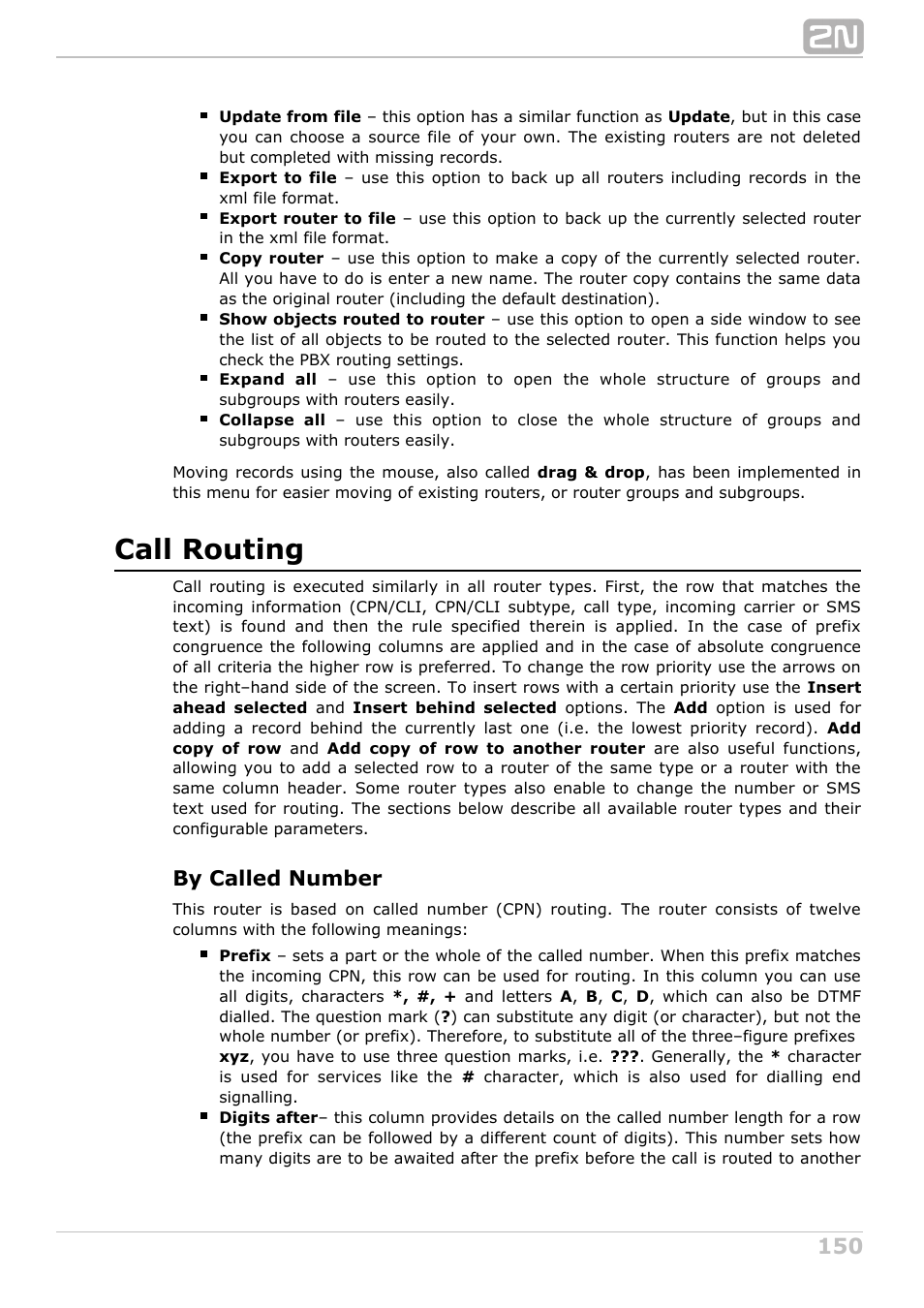 Call routing, By called number | 2N NetStar Admin manual User Manual | Page 150 / 282