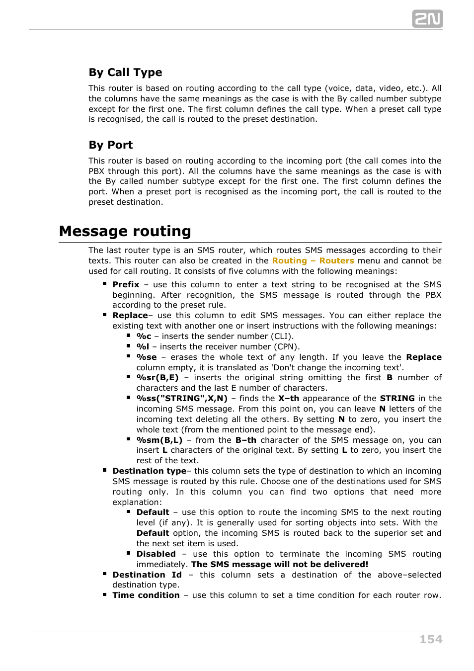 Message routing, By call type, By port | 2N NetStar Admin manual User Manual | Page 154 / 282