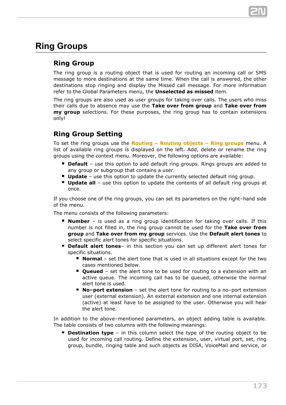 Ring groups, Ring group, Ring group setting | 2N NetStar Admin manual User Manual | Page 173 / 282