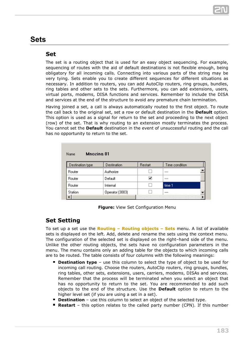 Sets, Set setting | 2N NetStar Admin manual User Manual | Page 183 / 282