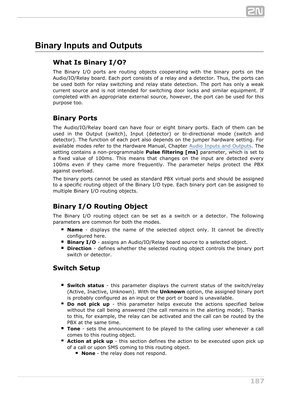 Binary inputs and outputs | 2N NetStar Admin manual User Manual | Page 187 / 282