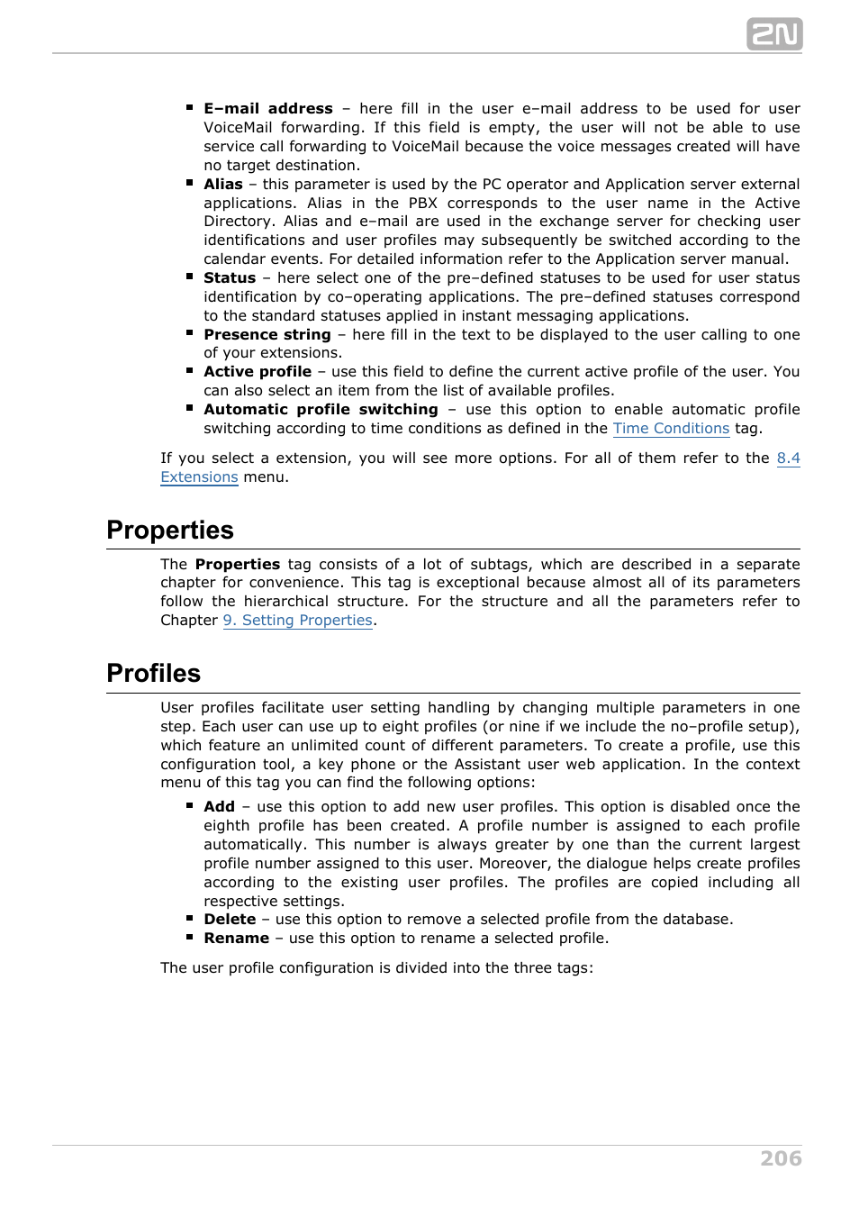 Properties, Profiles | 2N NetStar Admin manual User Manual | Page 206 / 282