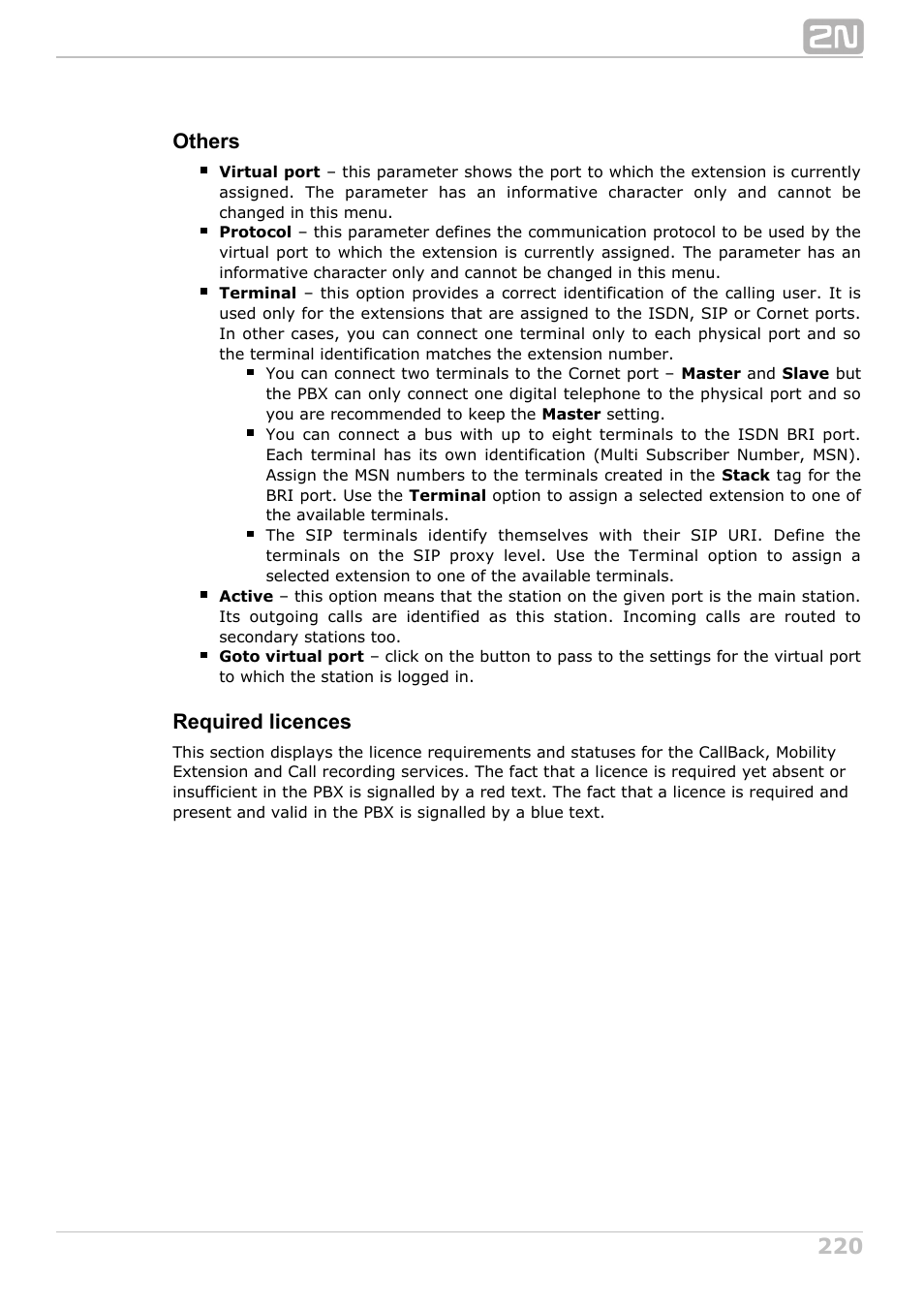 Others, Required licences | 2N NetStar Admin manual User Manual | Page 220 / 282
