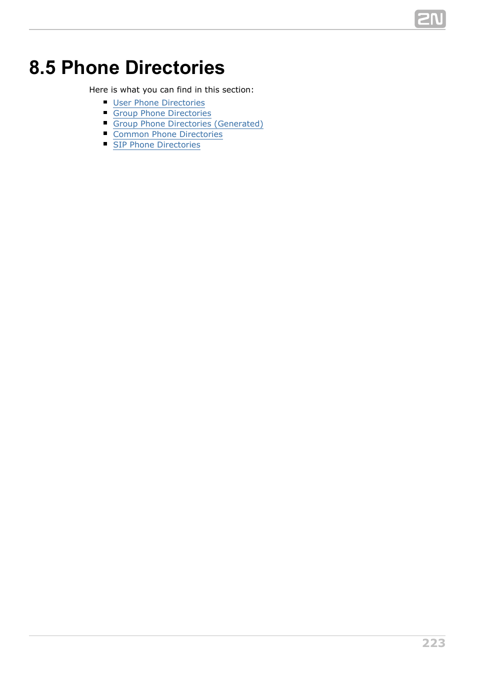 5 phone directories | 2N NetStar Admin manual User Manual | Page 223 / 282