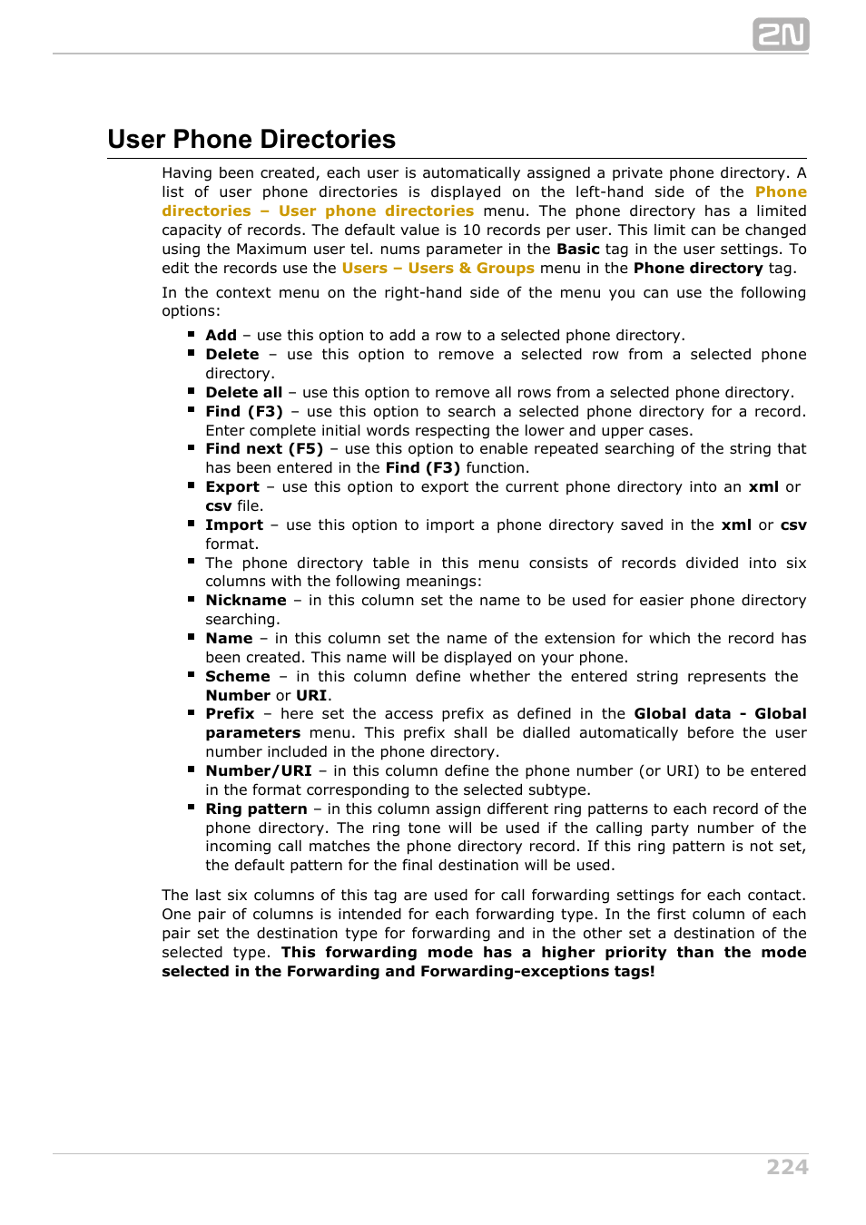 User phone directories | 2N NetStar Admin manual User Manual | Page 224 / 282