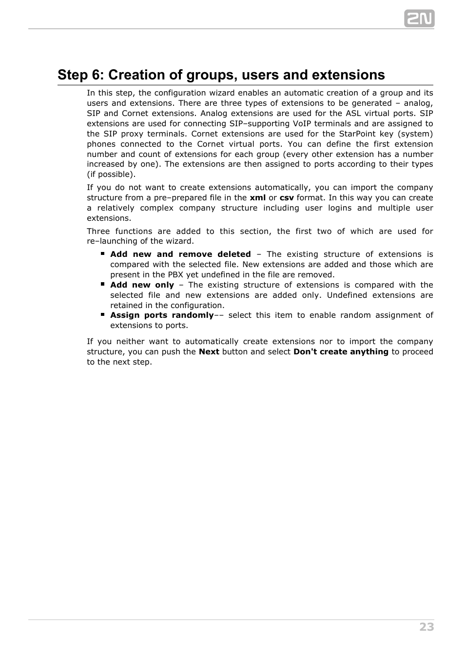 Step 6: creation of groups, users and extensions | 2N NetStar Admin manual User Manual | Page 23 / 282