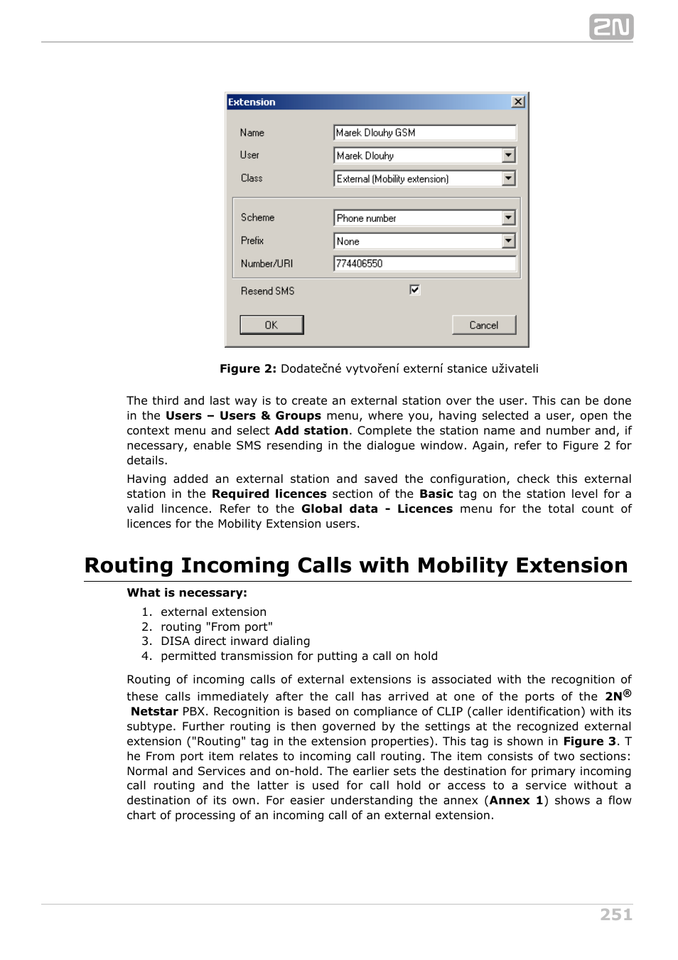 Routing incoming calls with mobility extension | 2N NetStar Admin manual User Manual | Page 251 / 282