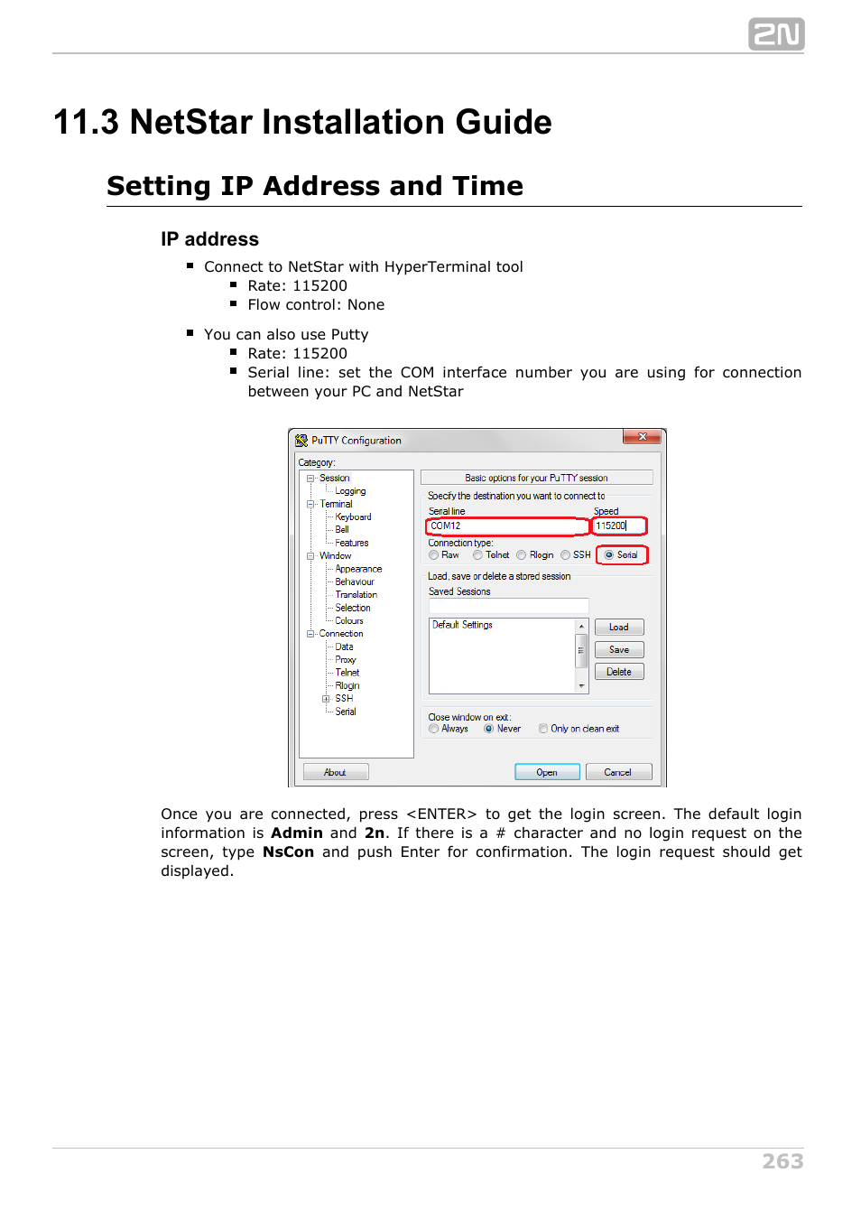 3 netstar installation guide, Setting ip address and time | 2N NetStar Admin manual User Manual | Page 263 / 282