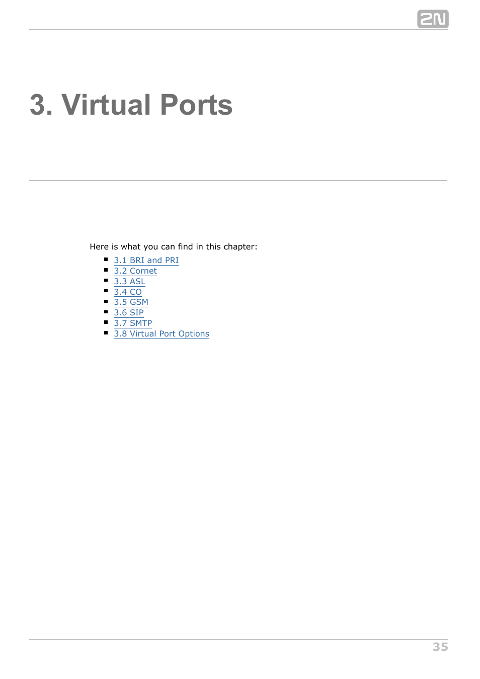 Virtual ports, Especially | 2N NetStar Admin manual User Manual | Page 35 / 282