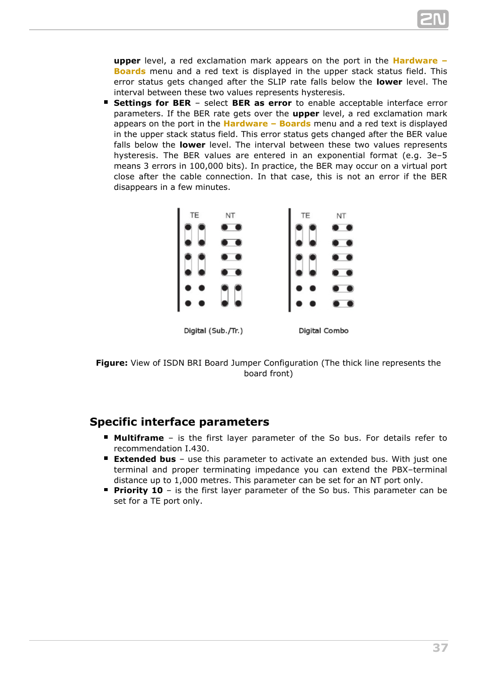 Specific interface parameters | 2N NetStar Admin manual User Manual | Page 37 / 282