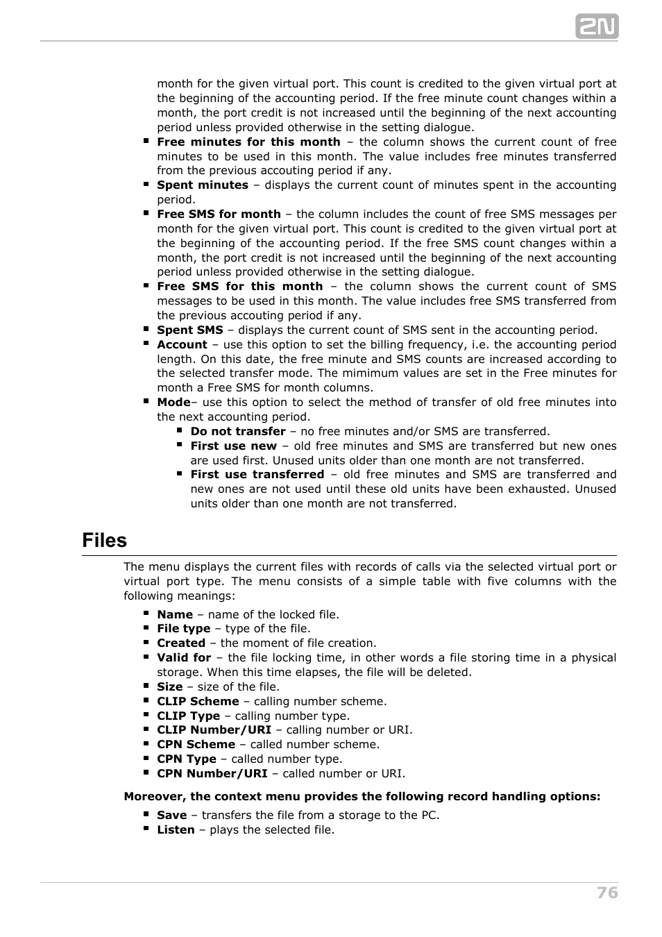 Files | 2N NetStar Admin manual User Manual | Page 76 / 282