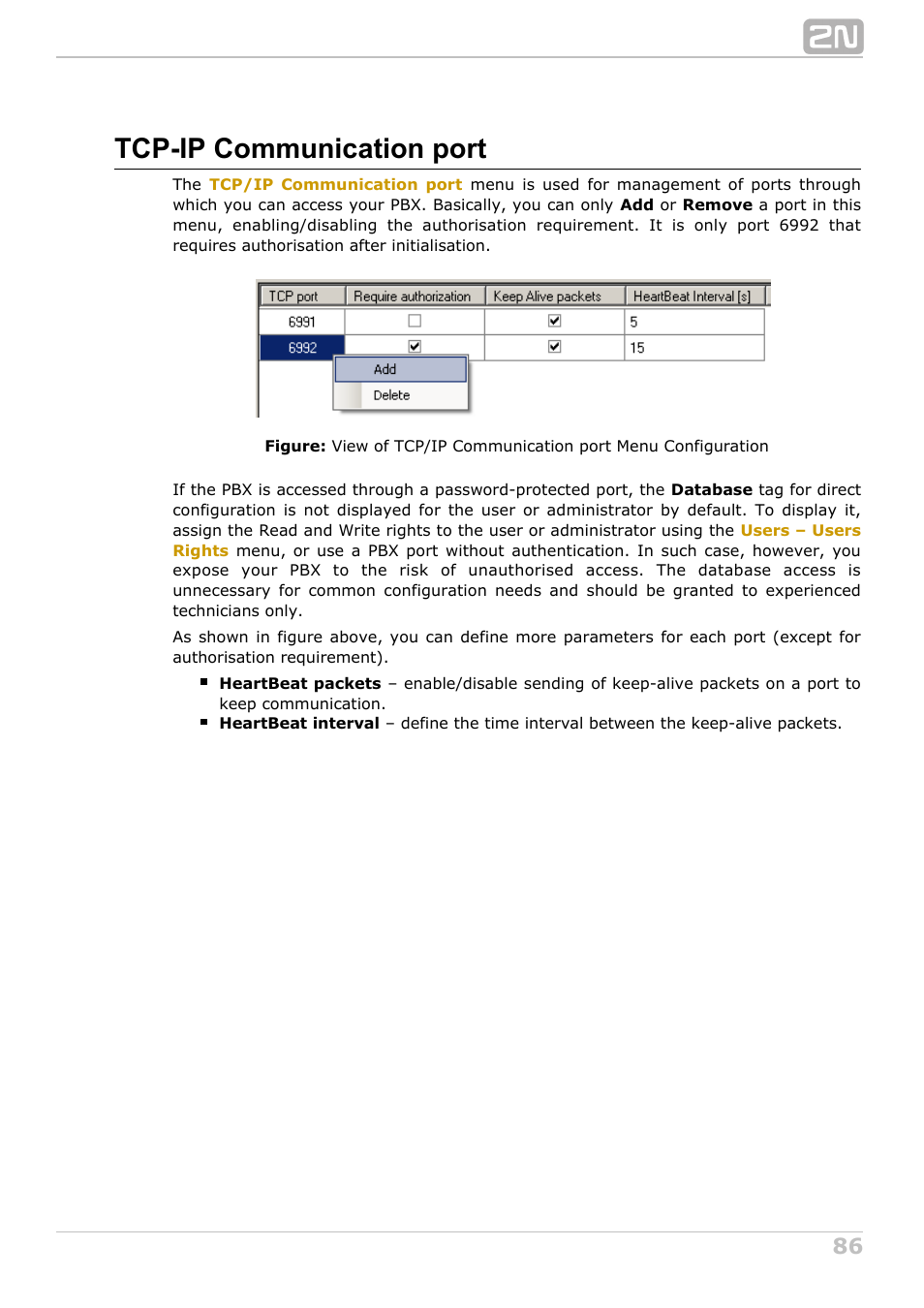 Tcp-ip communication port | 2N NetStar Admin manual User Manual | Page 86 / 282