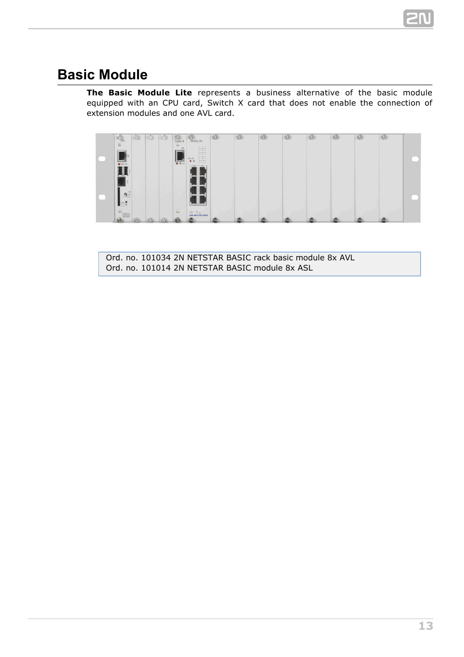 Basic module | 2N NetStar Hardware manual User Manual | Page 13 / 58