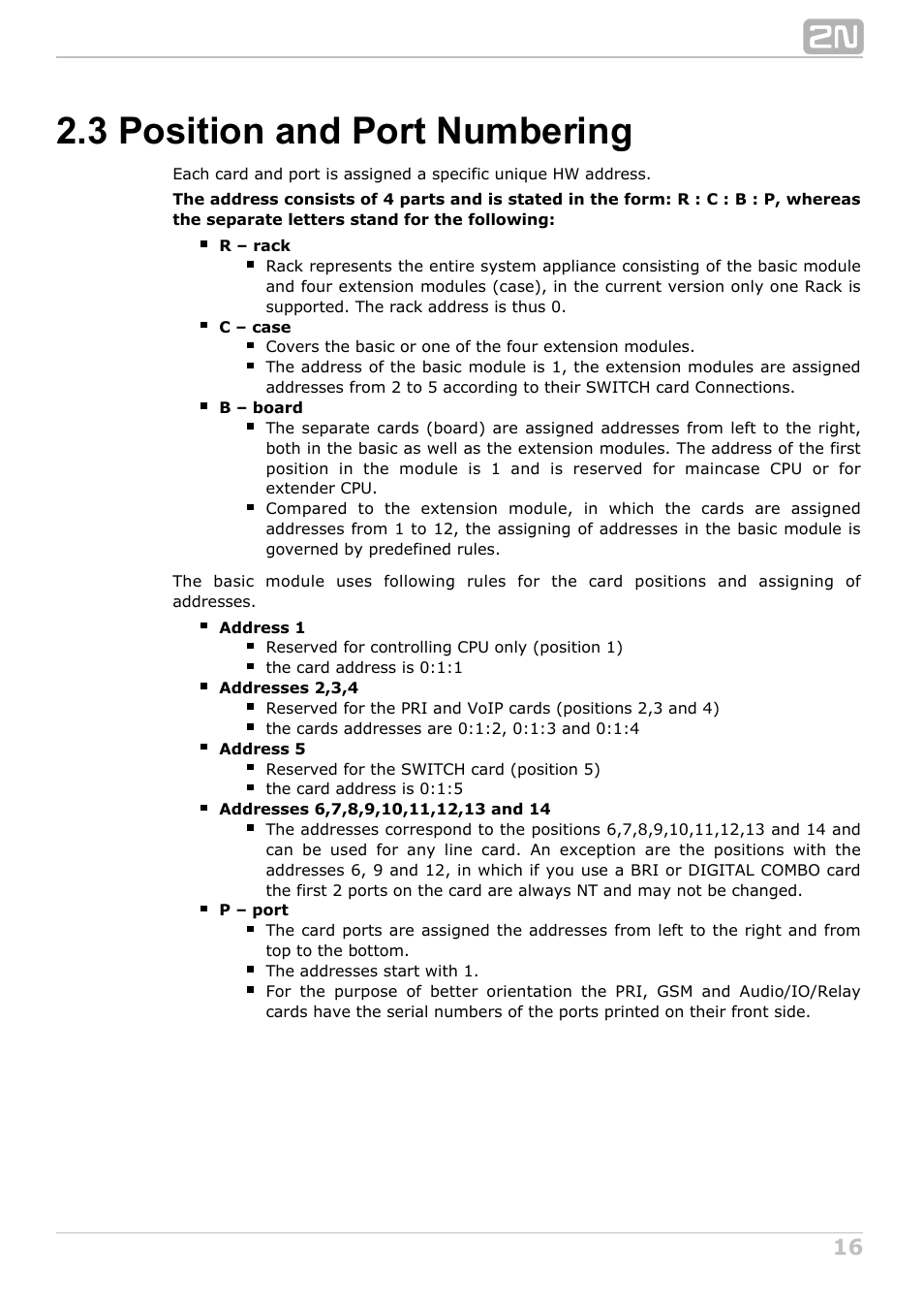 3 position and port numbering | 2N NetStar Hardware manual User Manual | Page 16 / 58