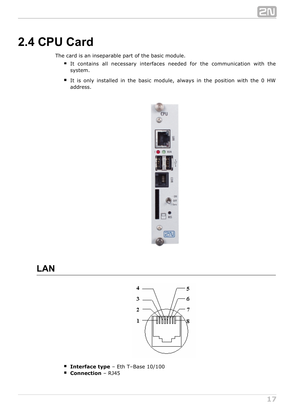 4 cpu card | 2N NetStar Hardware manual User Manual | Page 17 / 58