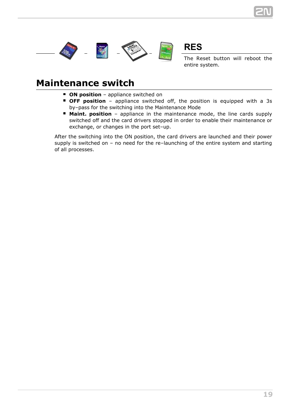 Maintenance switch | 2N NetStar Hardware manual User Manual | Page 19 / 58