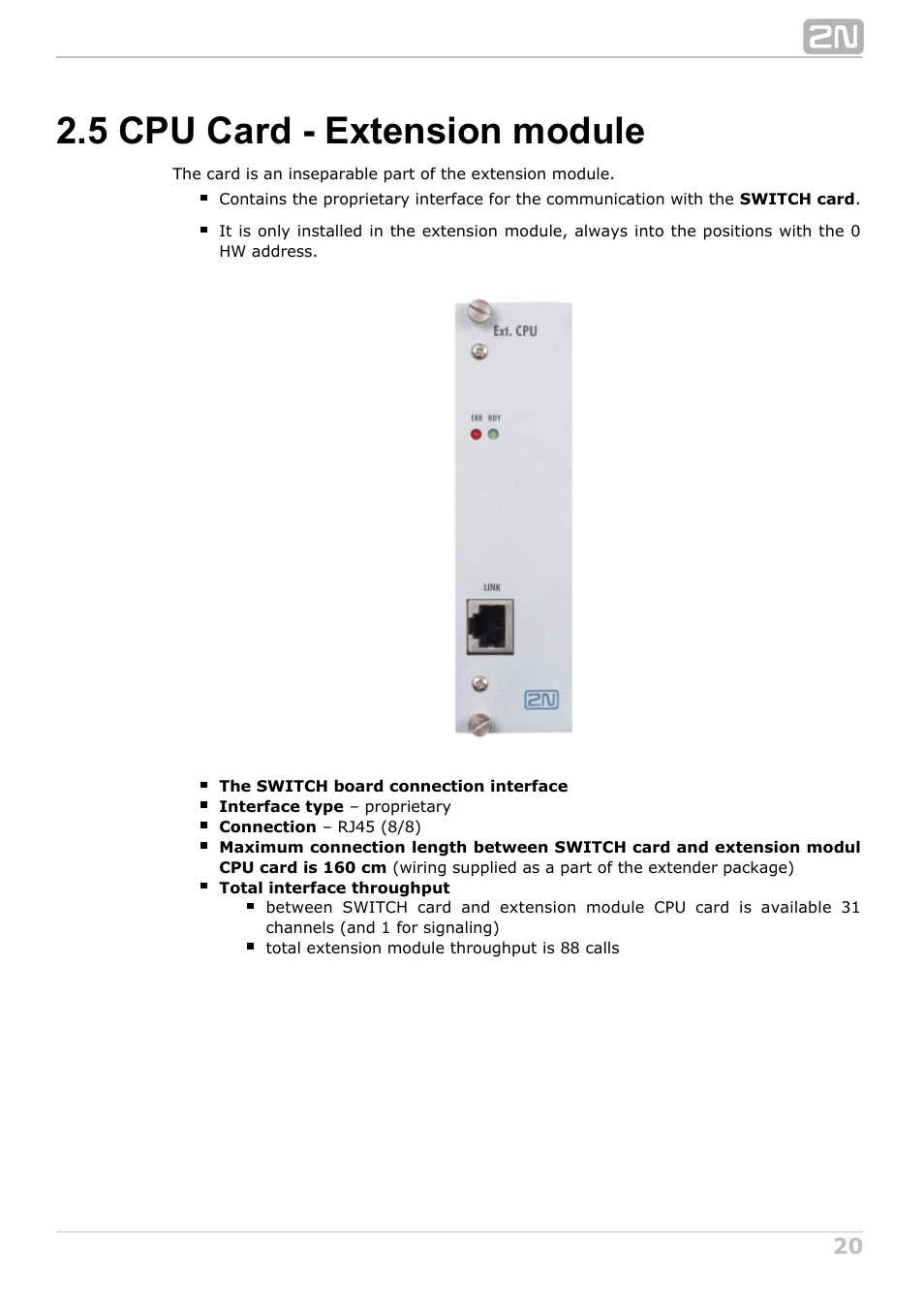 5 cpu card - extension module | 2N NetStar Hardware manual User Manual | Page 20 / 58