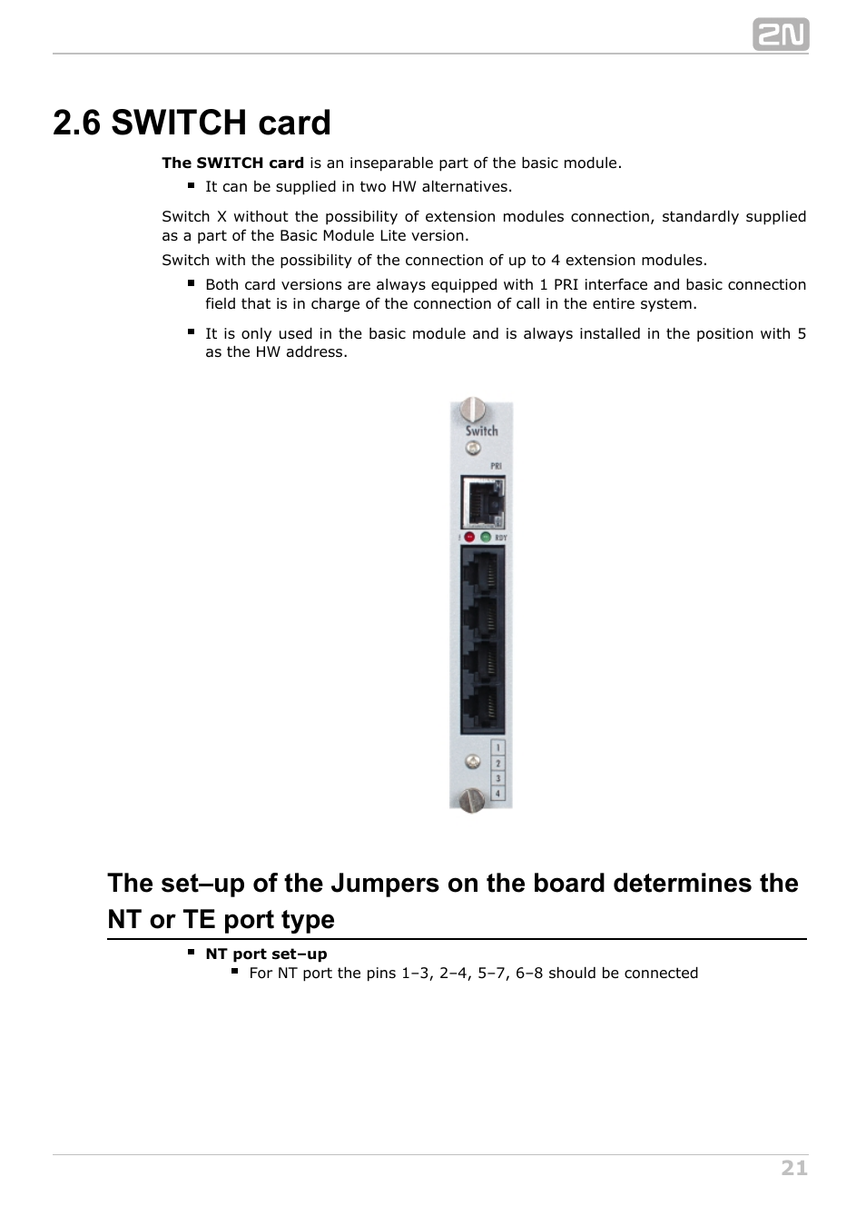 6 switch card | 2N NetStar Hardware manual User Manual | Page 21 / 58