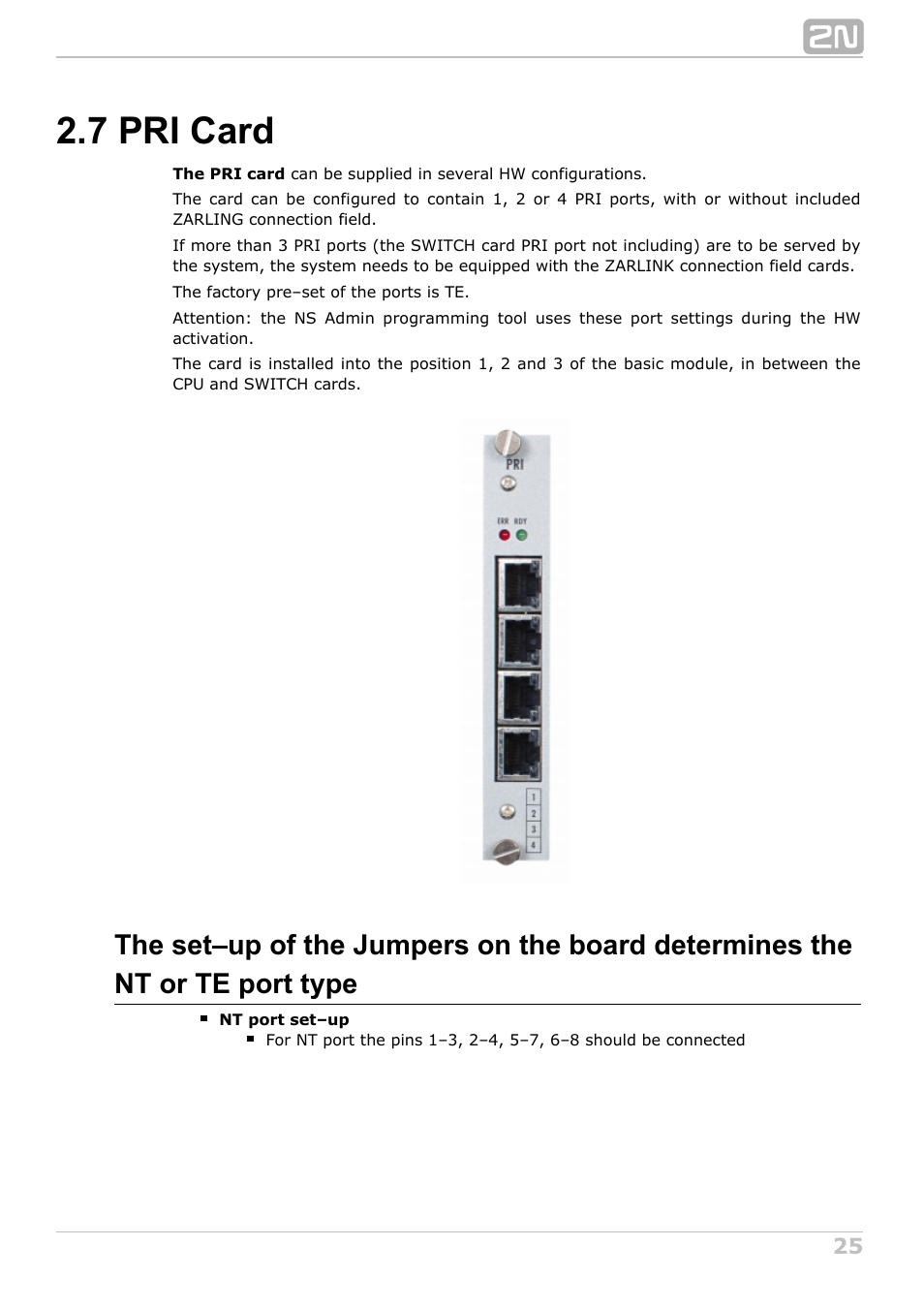 7 pri card | 2N NetStar Hardware manual User Manual | Page 25 / 58