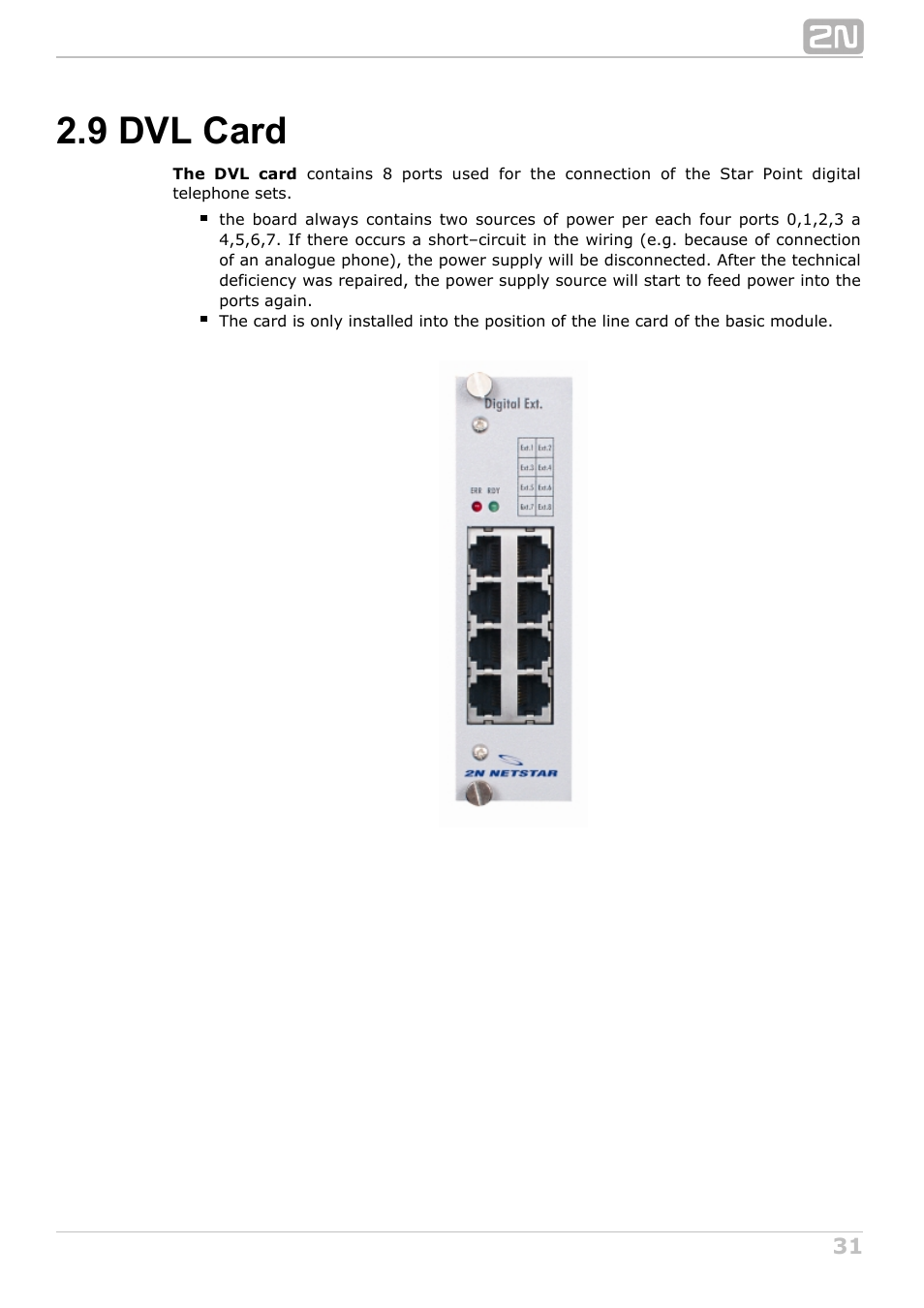 9 dvl card | 2N NetStar Hardware manual User Manual | Page 31 / 58