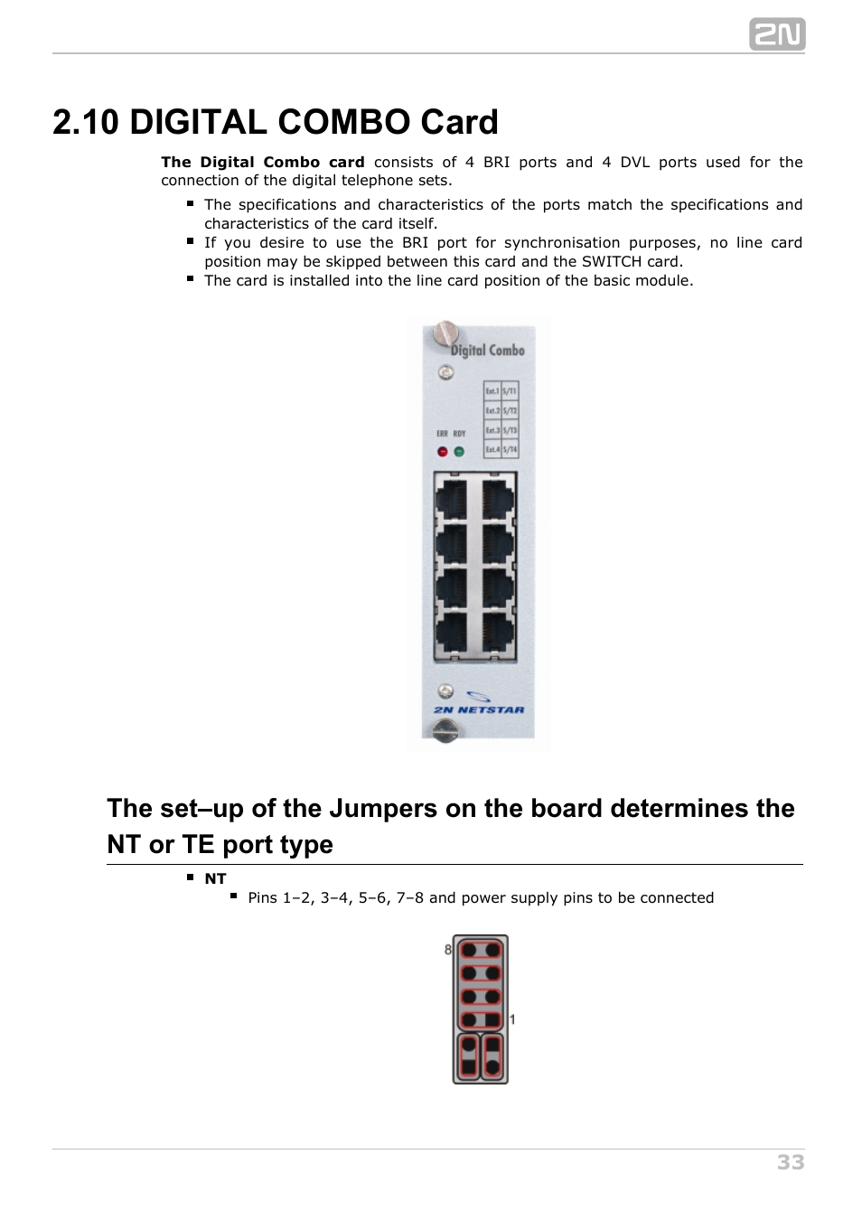 10 digital combo card | 2N NetStar Hardware manual User Manual | Page 33 / 58