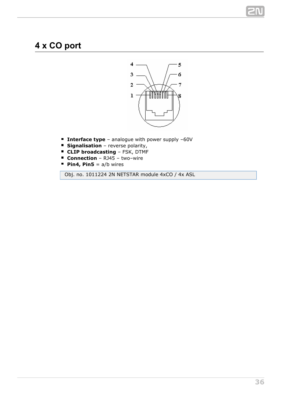 4 x co port | 2N NetStar Hardware manual User Manual | Page 36 / 58