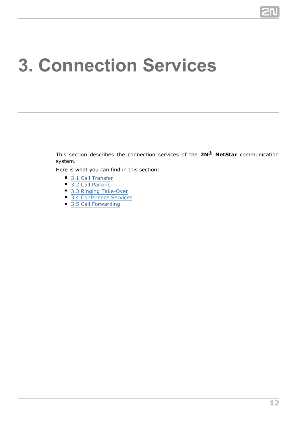 Connection services | 2N NetStar User Manual User Manual | Page 12 / 60