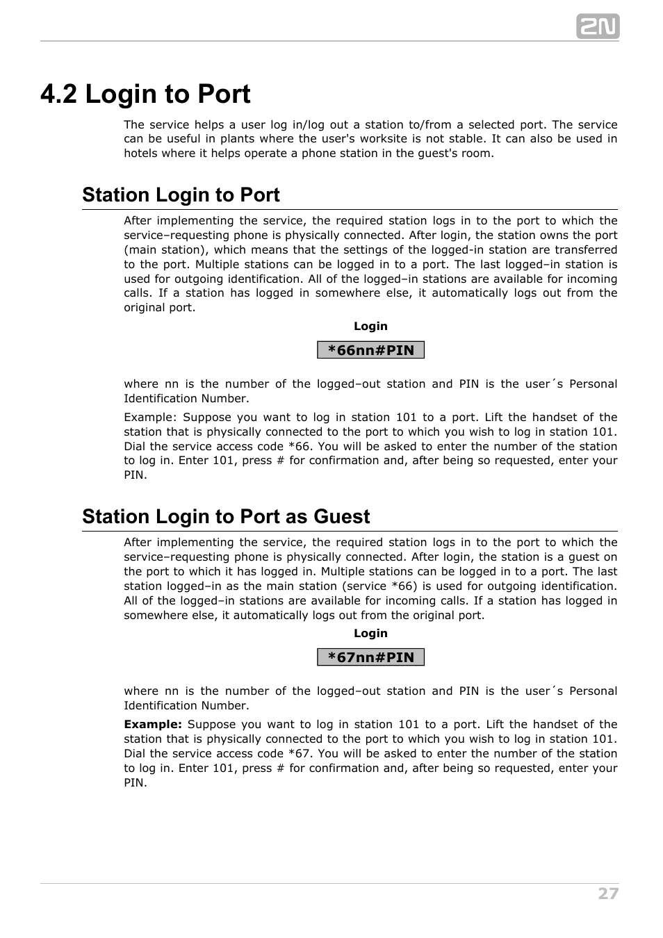 2 login to port, Station login to port, Station login to port as guest | 2N NetStar User Manual User Manual | Page 27 / 60