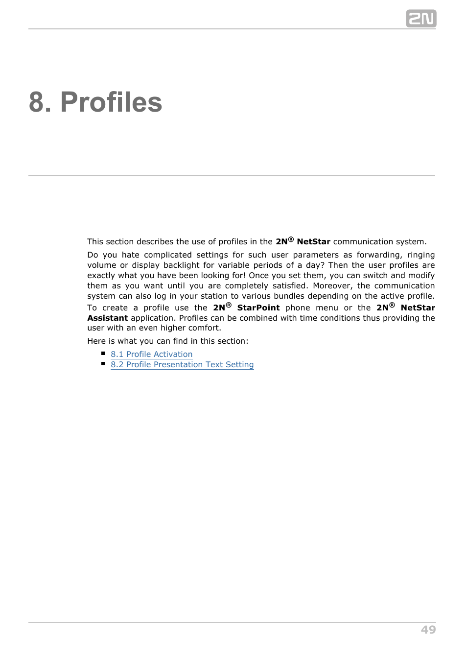 Profiles | 2N NetStar User Manual User Manual | Page 49 / 60