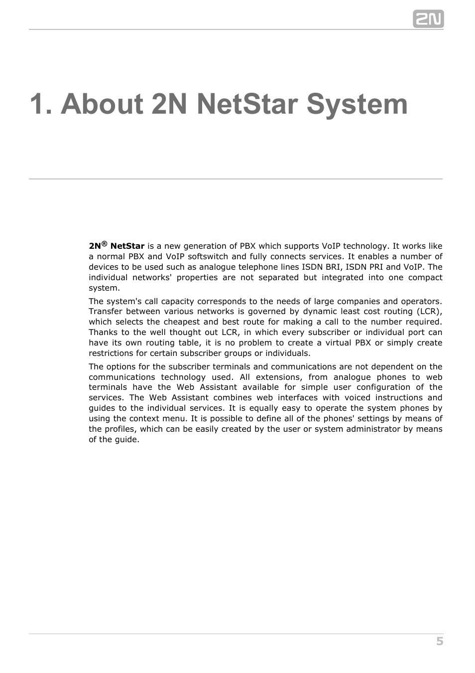 About 2n netstar system | 2N NetStar User Manual User Manual | Page 5 / 60