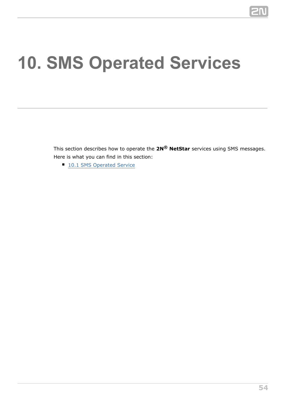 Sms operated services | 2N NetStar User Manual User Manual | Page 54 / 60