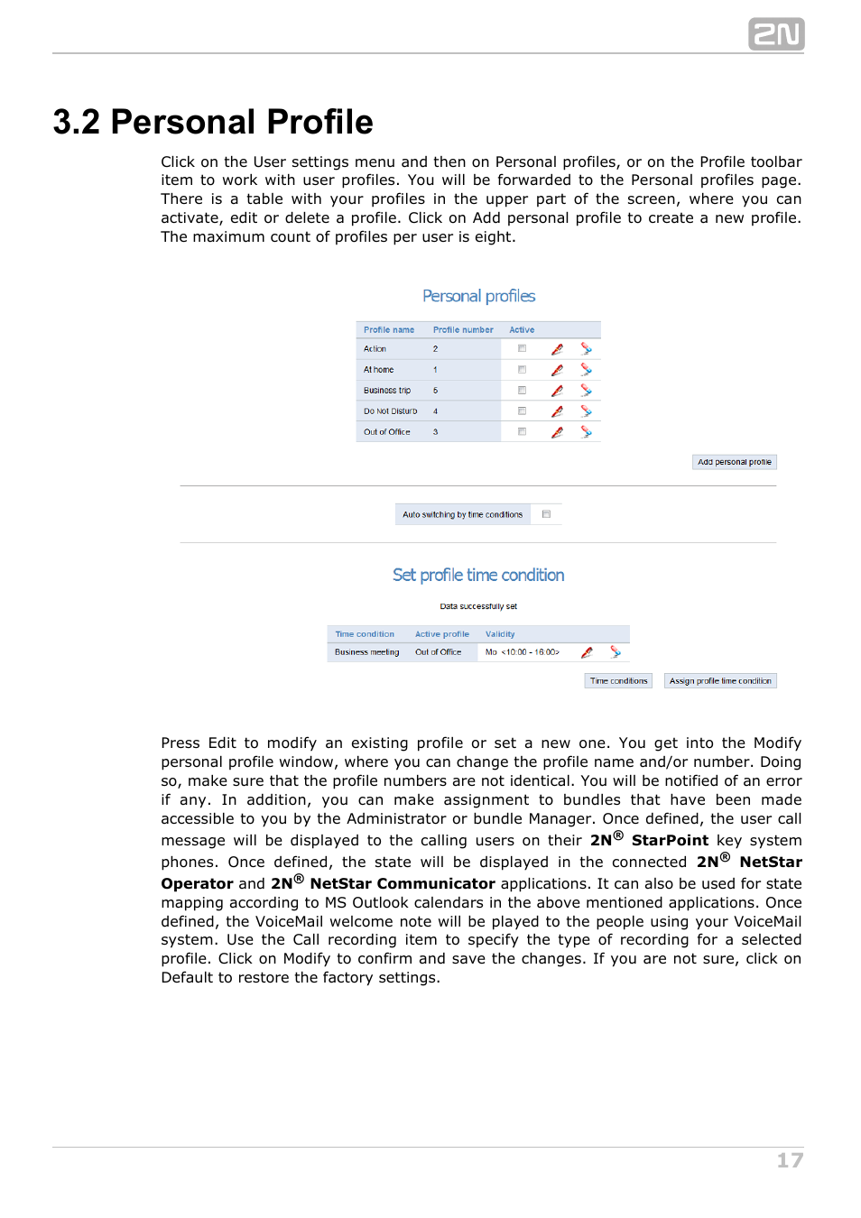 2 personal profile | 2N NetStar Assistant manual User Manual | Page 17 / 91