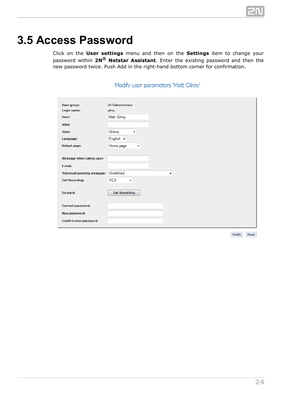 5 access password | 2N NetStar Assistant manual User Manual | Page 24 / 91