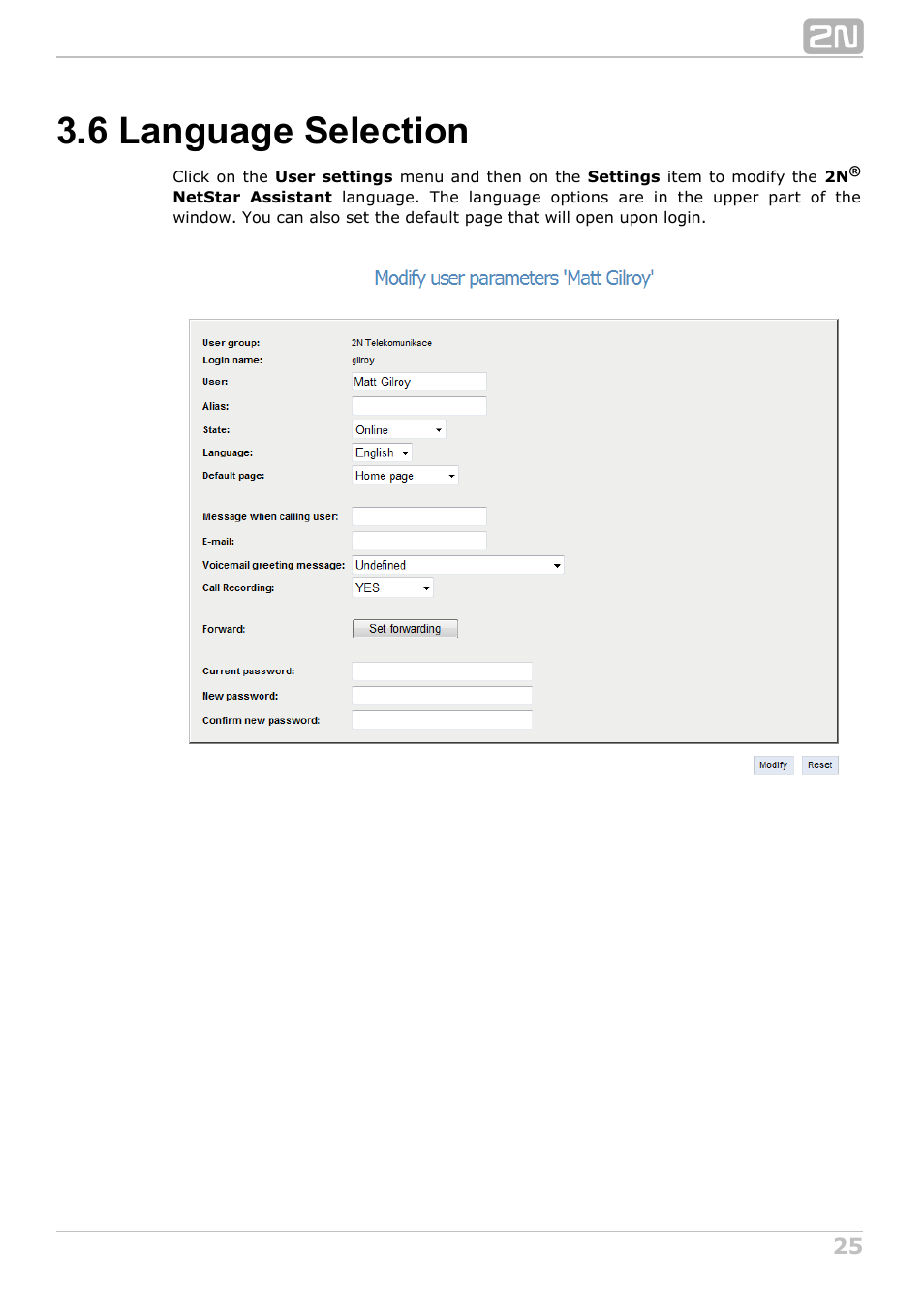 6 language selection | 2N NetStar Assistant manual User Manual | Page 25 / 91