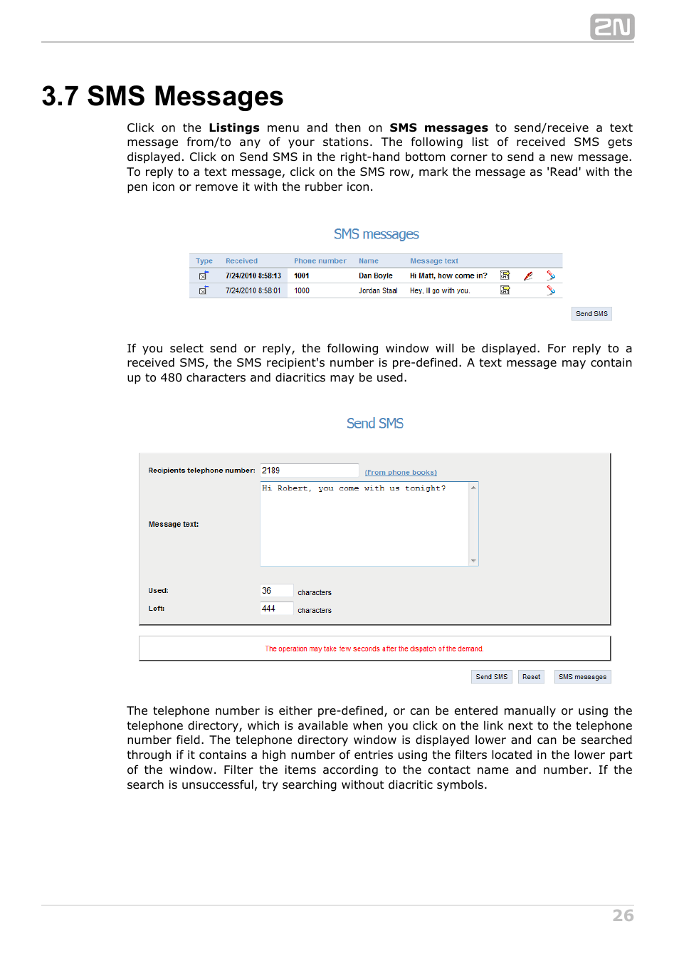 7 sms messages | 2N NetStar Assistant manual User Manual | Page 26 / 91