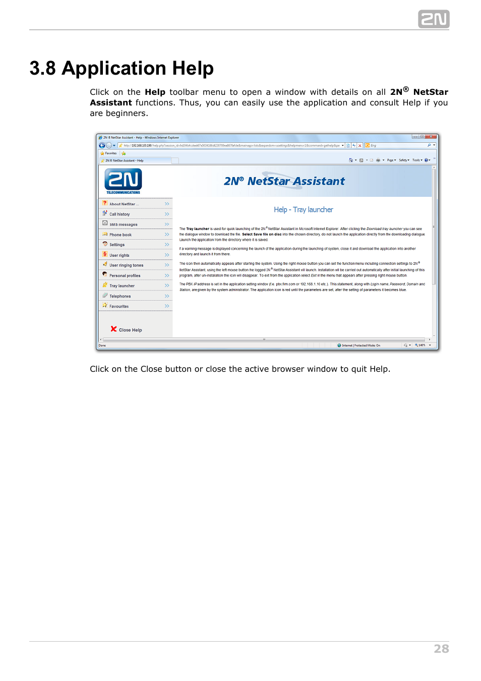 8 application help | 2N NetStar Assistant manual User Manual | Page 28 / 91