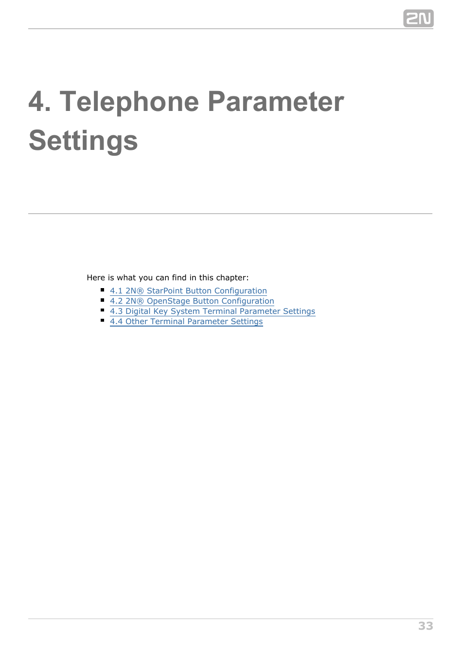 Telephone parameter settings | 2N NetStar Assistant manual User Manual | Page 33 / 91