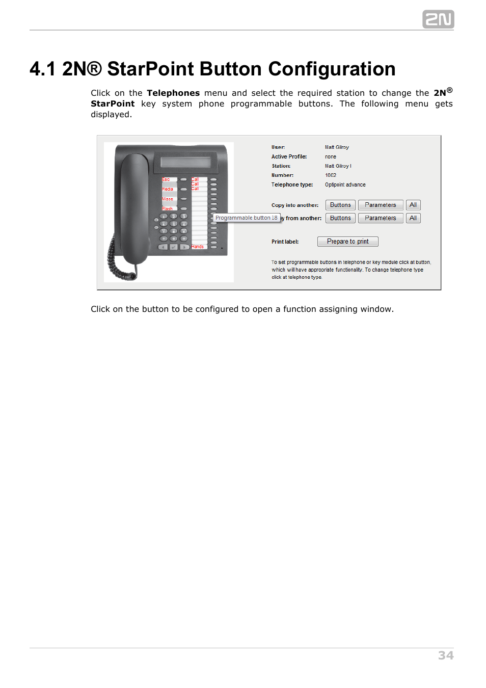 1 2n® starpoint button configuration | 2N NetStar Assistant manual User Manual | Page 34 / 91