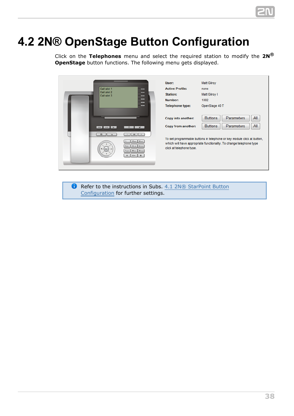 2 2n® openstage button configuration | 2N NetStar Assistant manual User Manual | Page 38 / 91