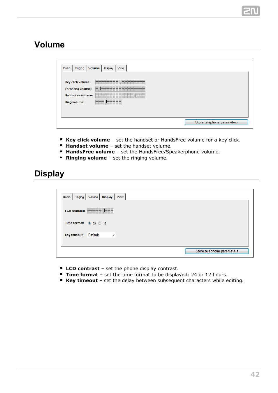 Volume, Display | 2N NetStar Assistant manual User Manual | Page 42 / 91