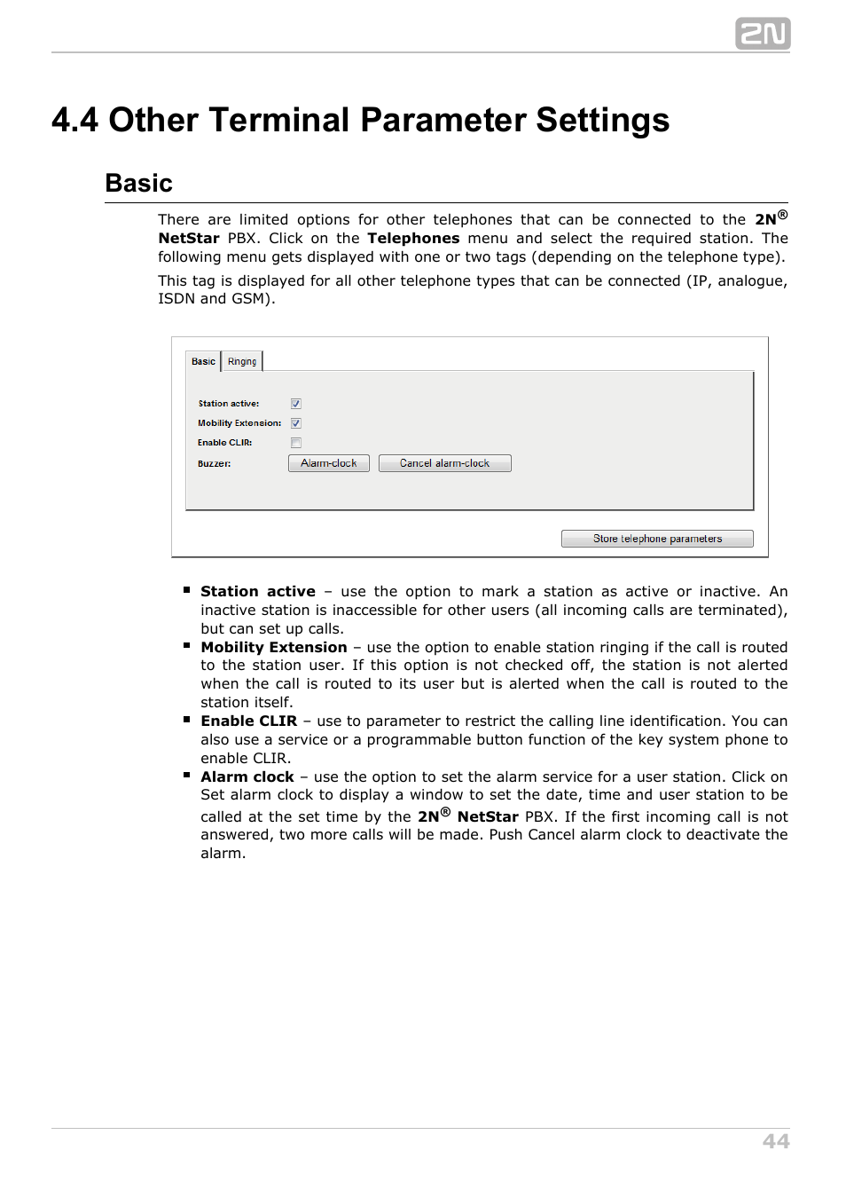 4 other terminal parameter settings, Basic | 2N NetStar Assistant manual User Manual | Page 44 / 91