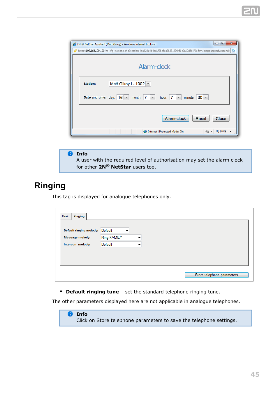 Ringing | 2N NetStar Assistant manual User Manual | Page 45 / 91